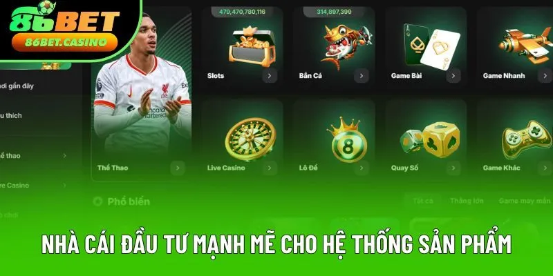 Nhà cái đầu tư mạnh mẽ cho hệ thống sản phẩm